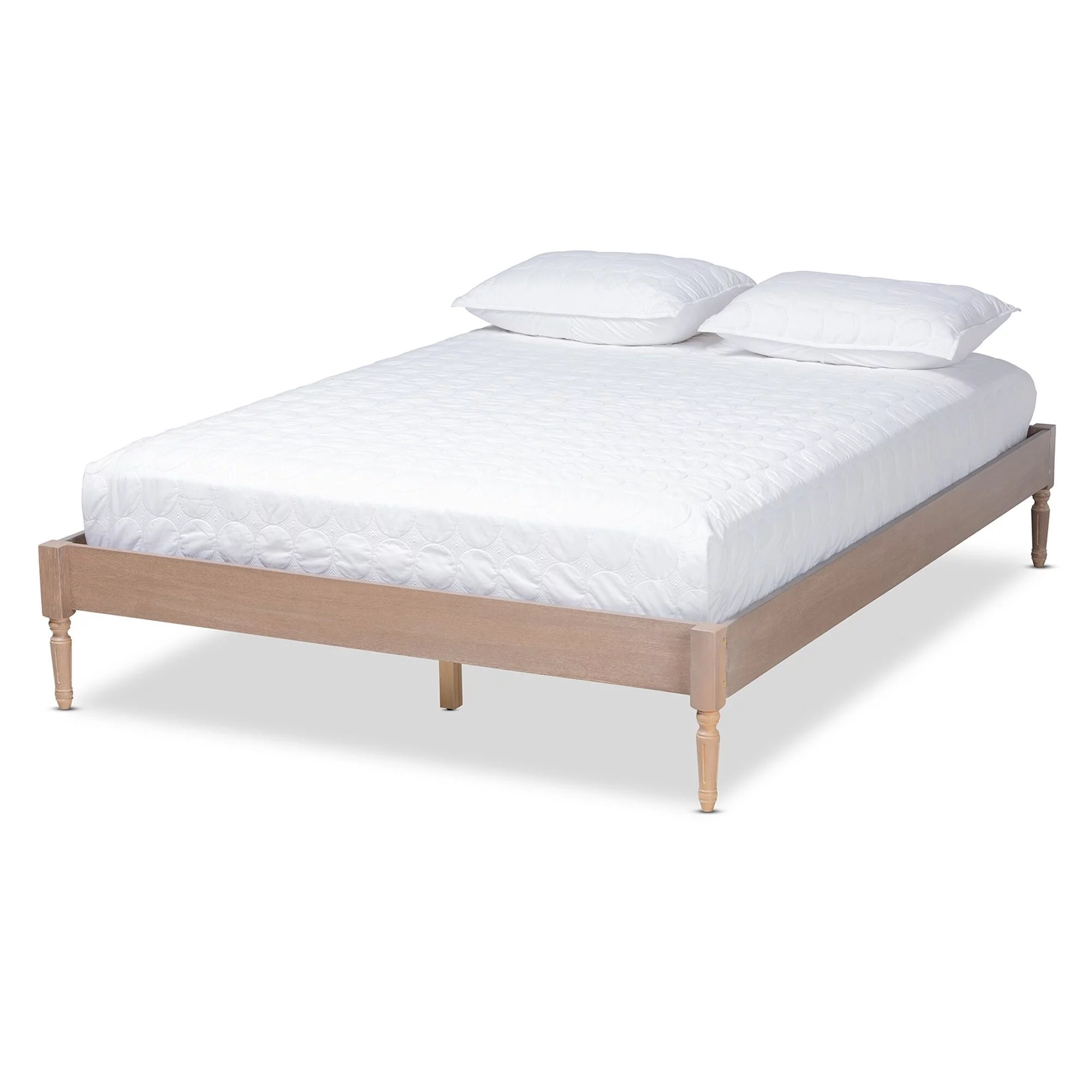 Baxton Studio Colette French Bohemian Wood Platform Bed Frame Antique oak Full