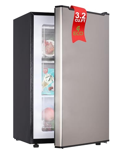 Upright Freezer, 3.2 Cu Ft Mini Small Deep Freezer for 1-2 People, Portable Compact Freezer with 3 Plastic Baffles, 4D Cooling & 40dB Ultra-Quiet