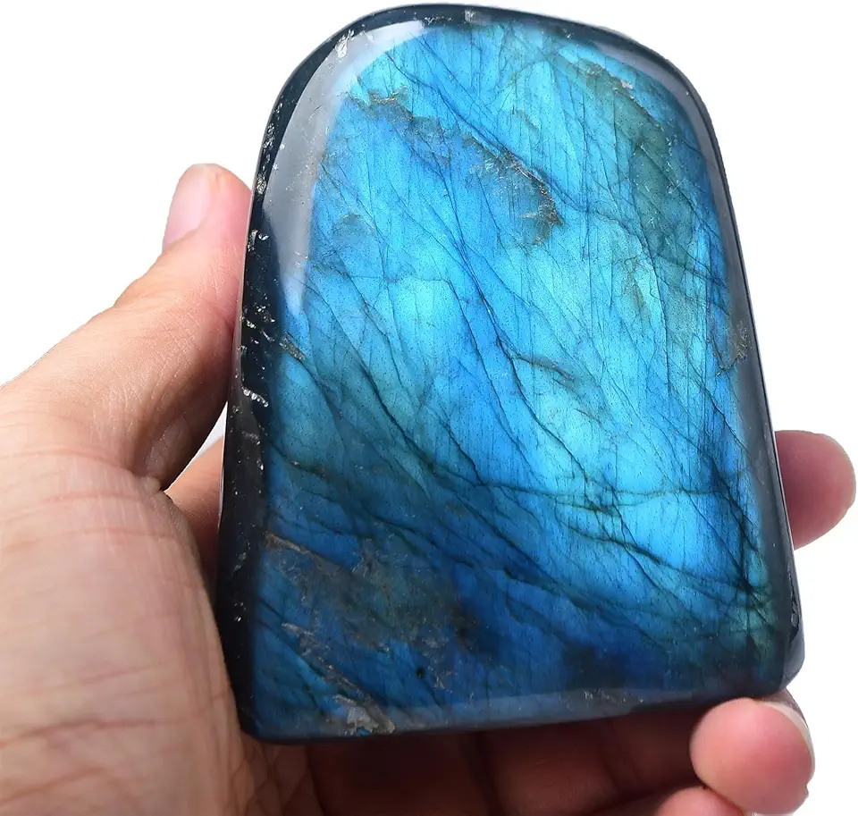 Large Labradorite Rock Polished Slab Block Healing Crystal Stone for Meditation Gift Home Decor 0.8-1.3 Pound - Kansas Nuitrition - HNZSDS