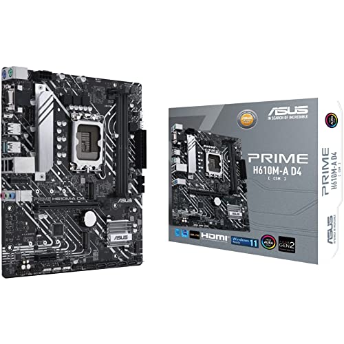 ASUS Prime H610M-A D4-CSM LGA 1700(Intel 12th Gen) Micro-ATX Commercial Motherboard (PCIe 4.0, DDR4, 2xM.2 Slots,1Gb LAN, Rear USB 3.2 Gen 2 Ports