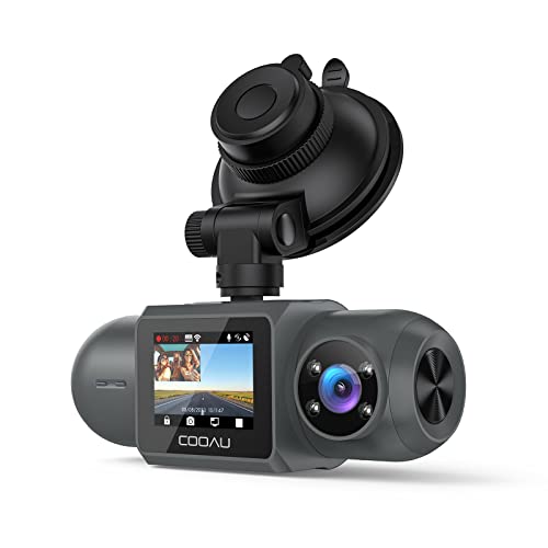 COOAU D30S 4K Dash Cam with GPS Wi-Fi, Front and Inside Dual 2.5K 1080P, Uber Car Camera with Infrared Night Vision, Supercapacitor, 4 IR LEDs