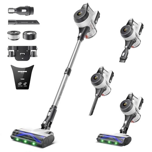 YONNDER Cordless Vacuum Cleaner, 48KPA/550W/60Mins Powerful Stick Vacuum for Home, Anti-Tangle, Self-Standing, Lightweight, Charging Dock