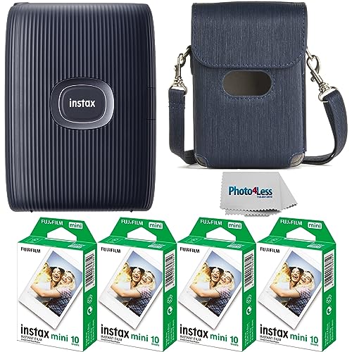 Fujifilm Instax Mini Link 2 Smartphone Printer Clay White, Fuji Instax Mini Film 40 Sheets, Protective Case, Instant Printer Bundle