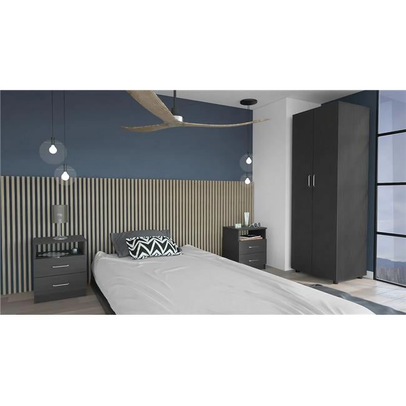 Louise Bedroom Set, Black - 3 Piece