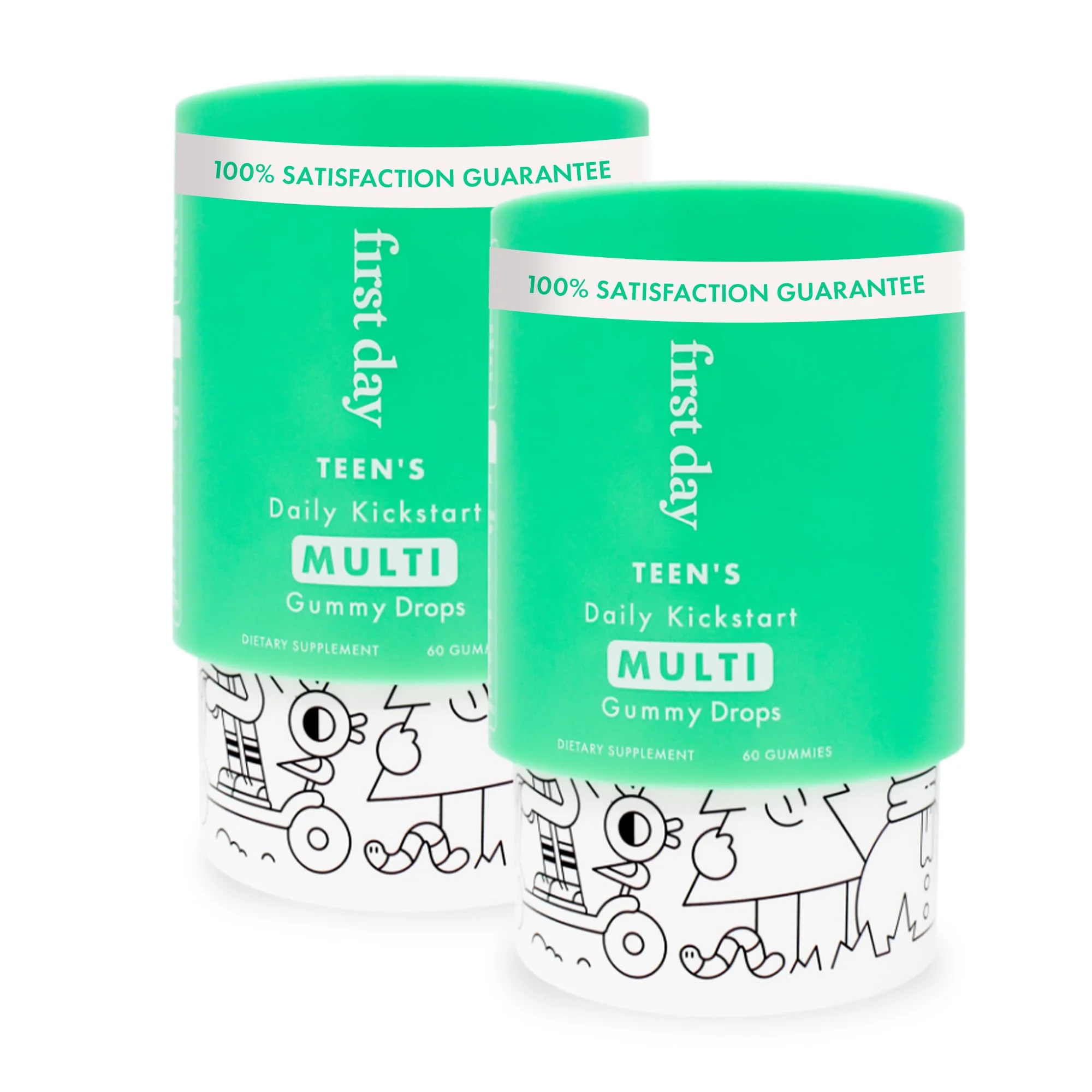FIRST DAY Teens Daily Kickstart Multivitamin Gummies for Ages 14+ C Vitamins A, B1, B2, B6, E, B12, C