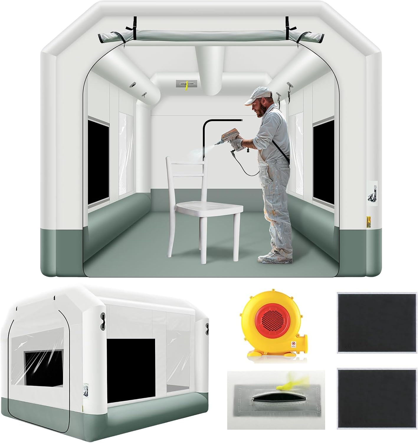 Portable Inflatable Paint Booth 13x10x8Ft with 550W Blower Inflatable Spray Booth Upgrade Air Filter System Environment Friendly