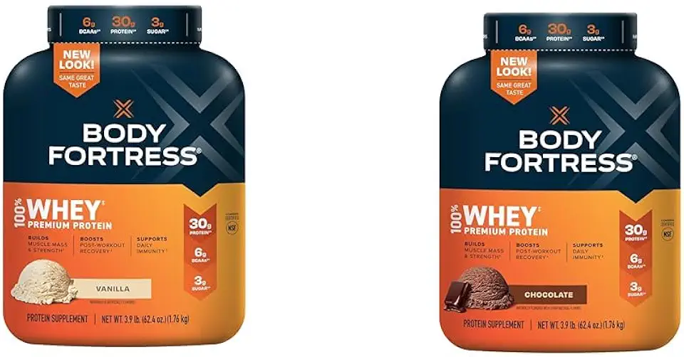Body Fortress 100% Whey Protein Powder Vanilla & Chocolate 3.9lbs (Packaging May Vary) - Kansas Nuitrition - HNZSDS