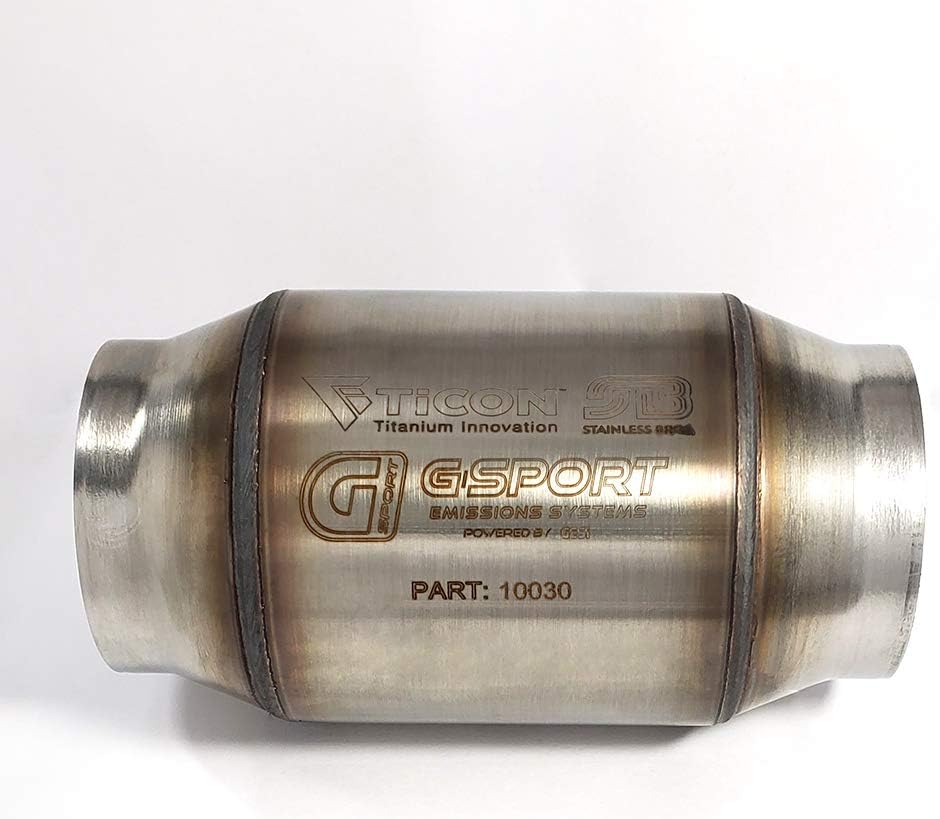 GESI G-Sport High Flow Catalytic Converter (2.5 IN/OUT x 4 Body Non EPA) Pack of 2
