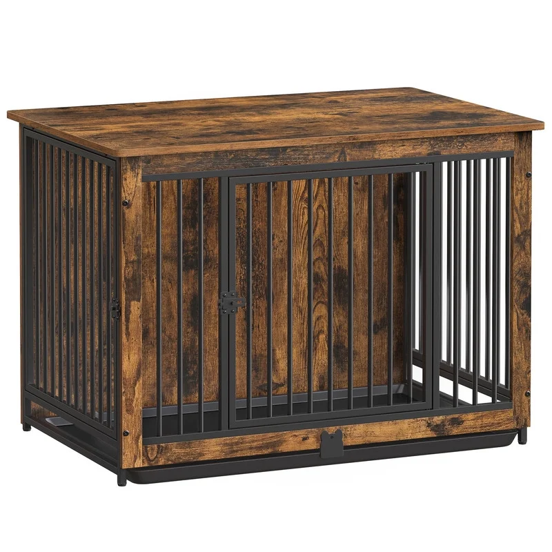 Dog Crate Furniture, 38 Inches Dog Kennel for Dogs up to 70 lb, with Removable Tray, Heavy-Duty Dog Cage End Table, Double Doors Dog House