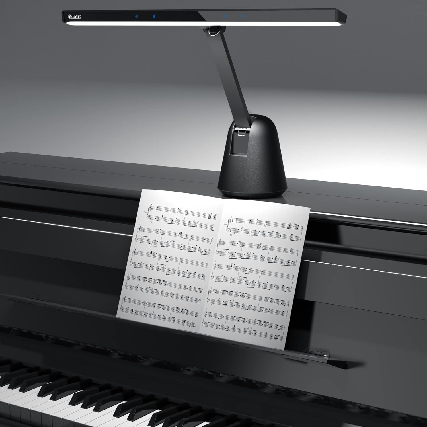 Quntis 55'' Ultra Wide Illumination Piano Light, 12W LED Professional Eye Caring Piano Lamp with Auto-Dimming, Dimmable Modern Reading Desk Lamp