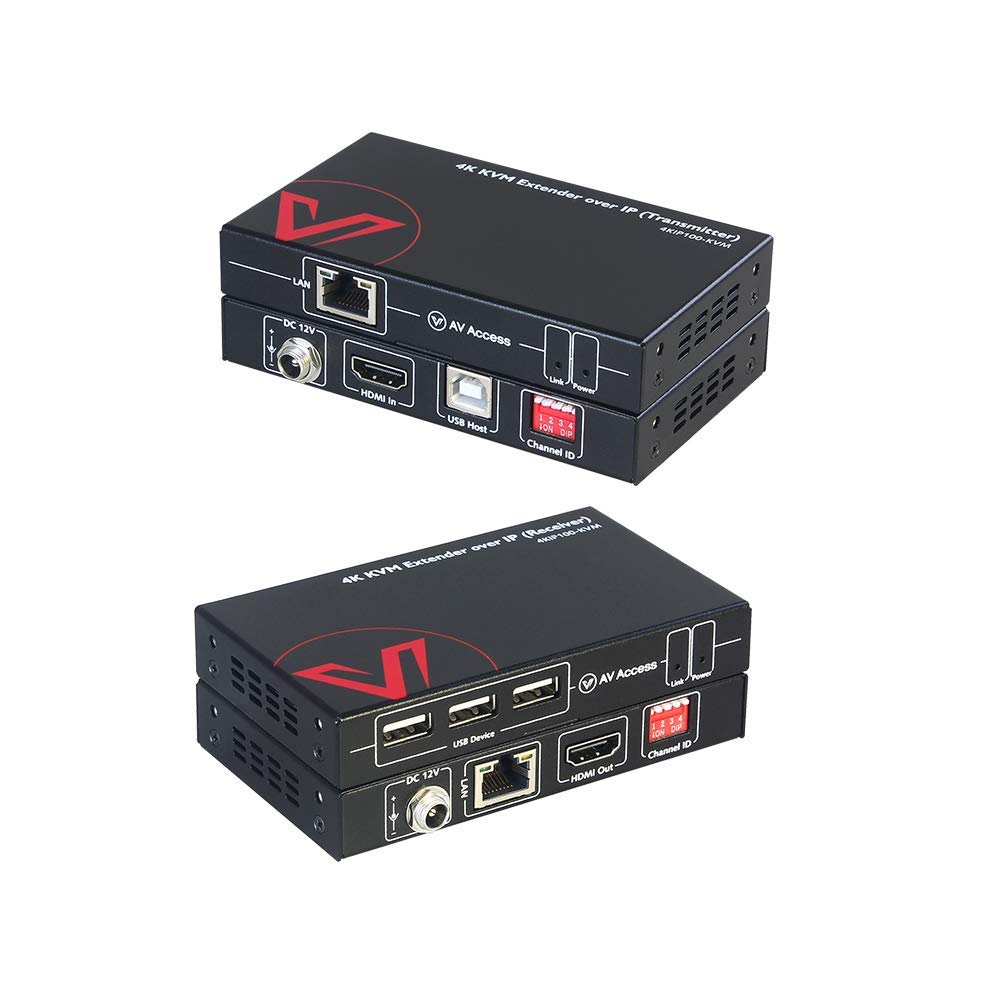 4K HDMI USB KVM Extender TCP/IP Over Single Cat5e/6 up to 120M(390ft), 1080P@120Hz, Plug & Play, Keyboard & Mouse Over Network, Zero Latency
