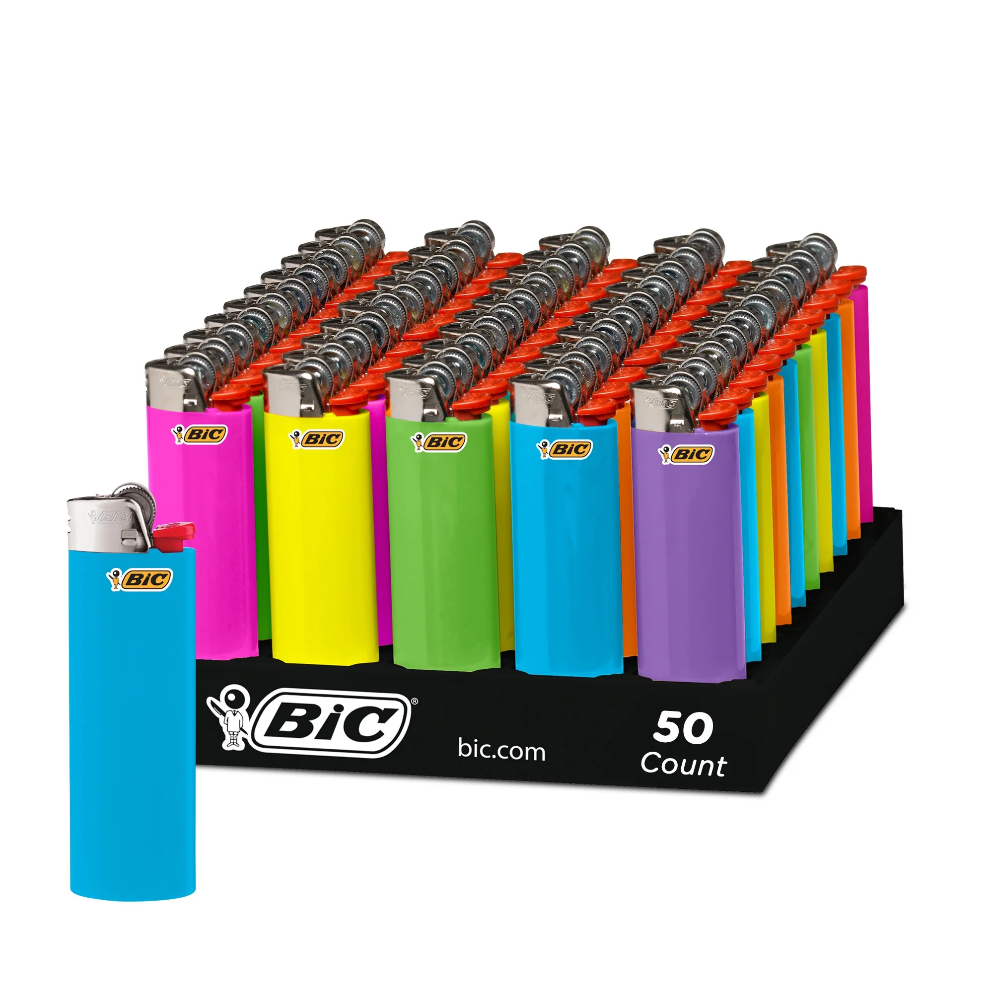 BIC Maxi Pocket Lighter, Special Edition Fashion Collection, Assorted Unique Pocket Lighter Designs, 50 Count Tray of Pocket Lighters