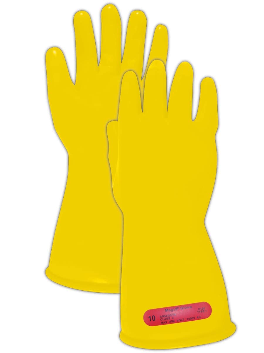 MAGID M-0-11-Y-12 Magid Class 0 Electrical Gloves, Capacity, Volume, Rubber, 12, Yellow