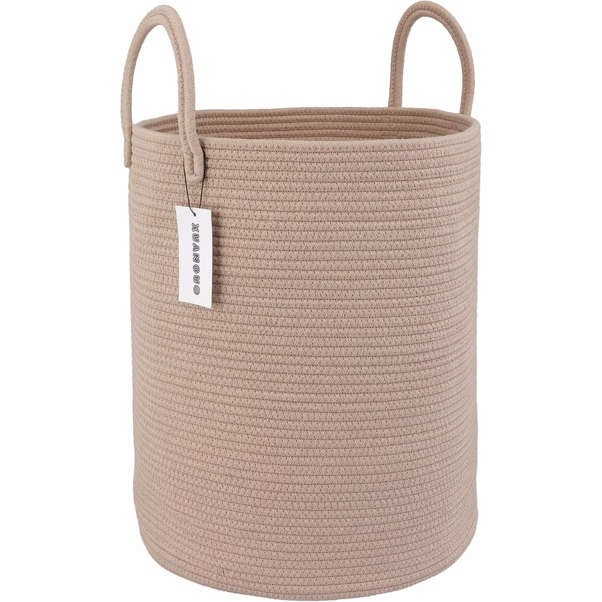 WarmHaven Cotton Rope Laundry Basket Hamper for Clothes Woven Storage Basket for Living Room Bedroom Boho Tall Rope Baskets for Blanket Toys Pillow