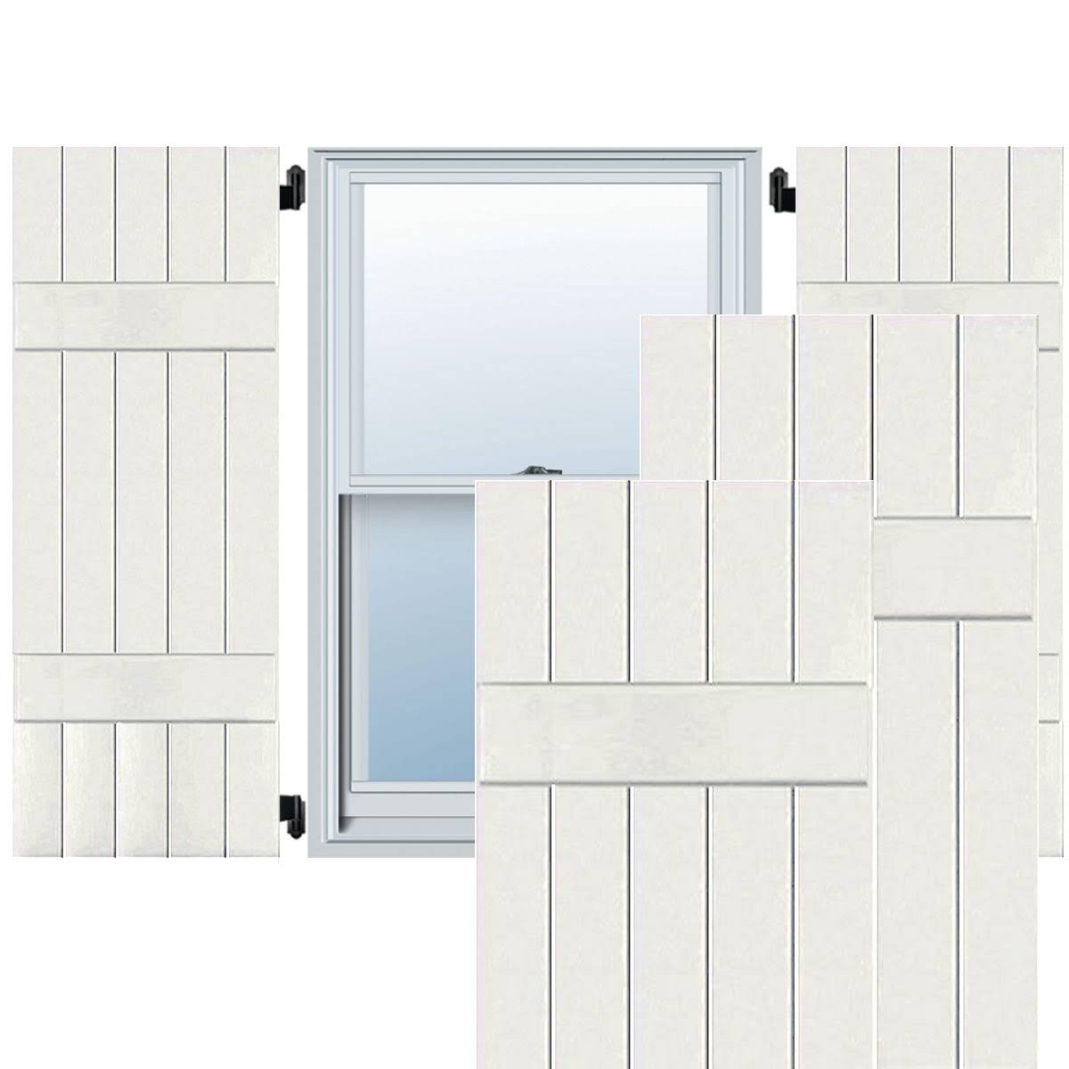 Ekena Millwork 18 in. x 29 in. Exterior Real Wood Sapele Mahogany Board and Batten Shutters Pair White
