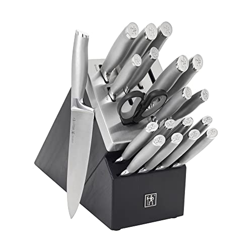 HENCKELS Modernist 20-pc Self-Sharpening Knife Set with Block, Chef Knife, Paring Knife, Utility Knife, Bread Knife, Steak Knife, Black