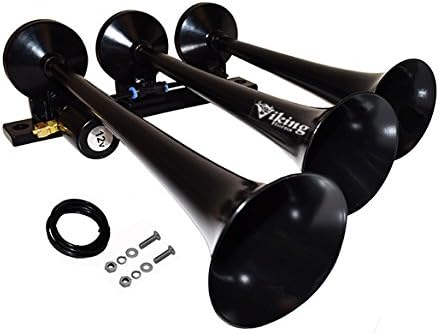 Horns Chrome V1007B Black Color 3 Trumpet Loud 149 Decibels Train Sound Air Horn Pack of 2