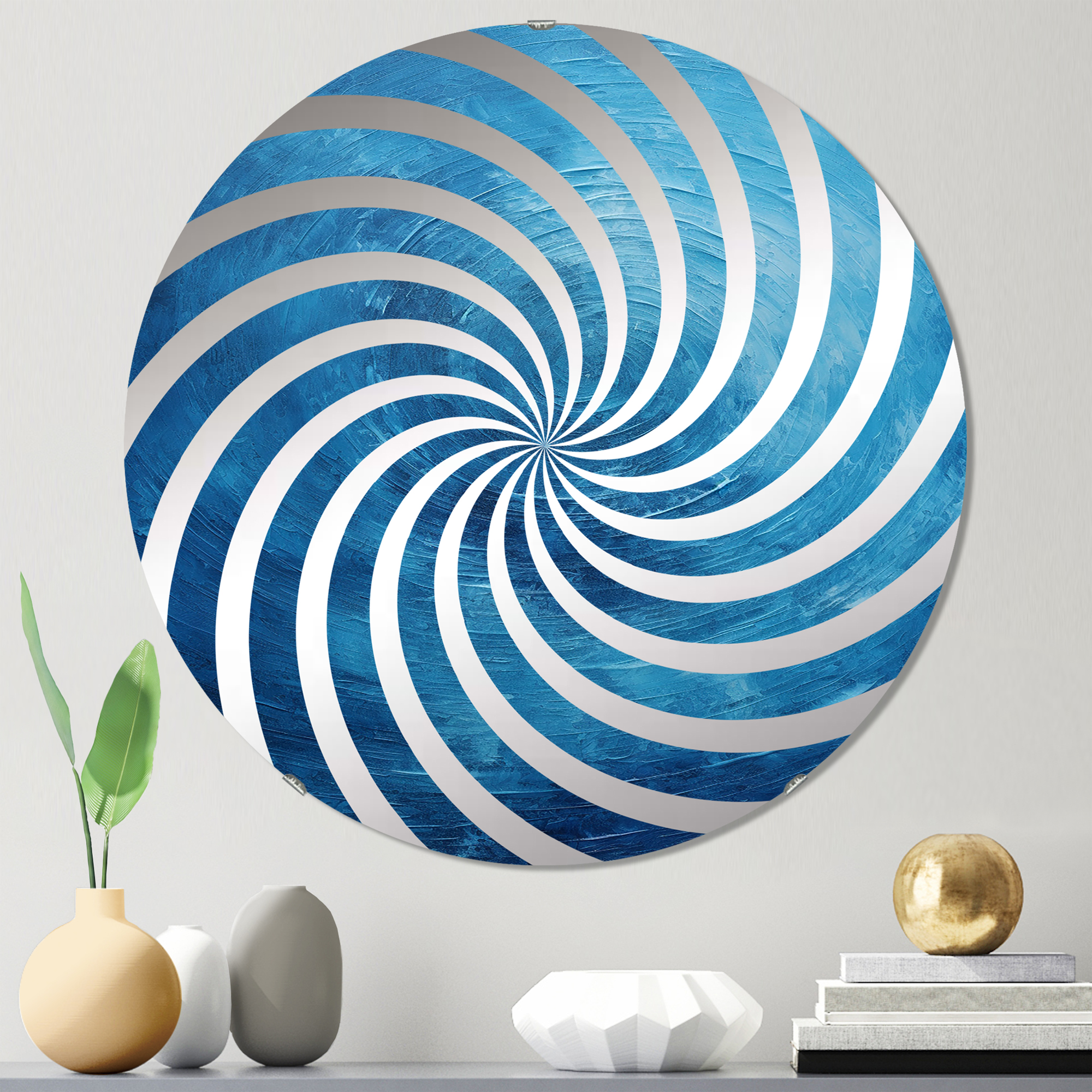 Designart "Spiral of Abstract Rhythmic Revolution" Abstract Spirals Vortex Round Wall Mirror - Abstract Oval Printed Decorative Mirror