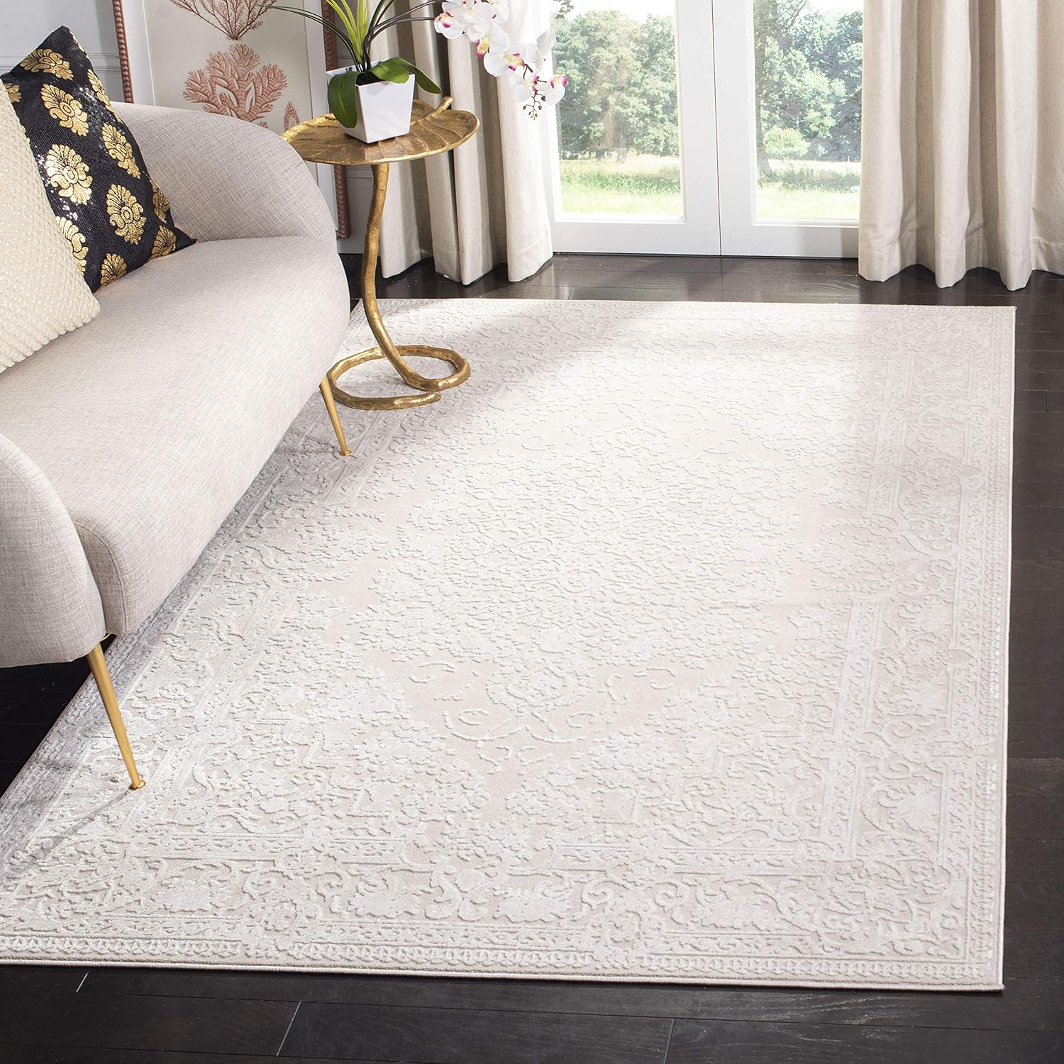 SAFAVIEH Reflection Collection X-Large Area Rug - 11' x 15', Creme & Ivory, Vintage Distressed Design, Non-Shedding & Easy Care