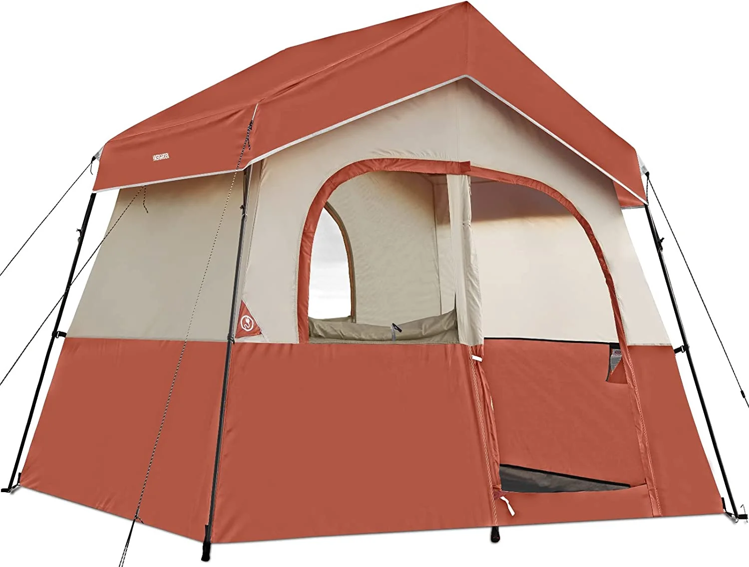 HIKERGARDEN 6 Person Camping Tent - Portable Easy Set Up Family Tent for Camp, Windproof Fabric Cabin Tent Outdoor for Hiking, Backpacking, Traveling