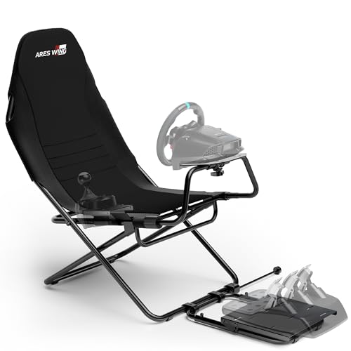 ARES WING Foldable Racing Simulator Cockpit, Racing Wheel Stand with Seat, Formula and GT Sim Racing Cockpit Compatible with Fanatec, Thrustmaster