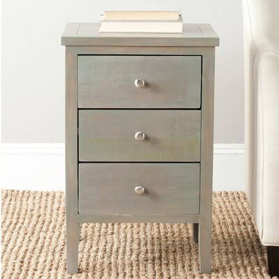 Highland Dunes Joanna Solid Wood 3 Drawer End Table