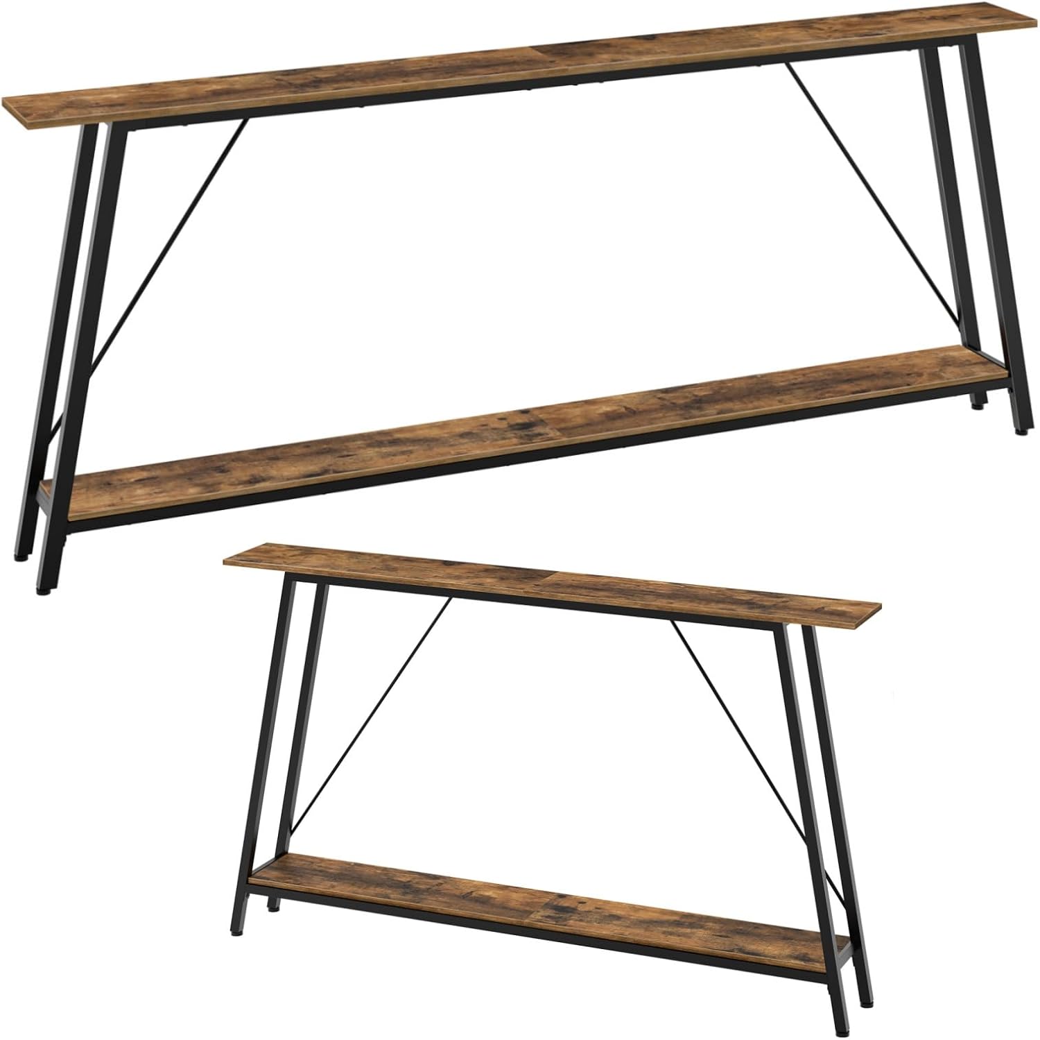 Console Table, Narrow Long Entryway Table, Industrial Skinny Sofa Tables, 2-Layer Hallway Table for Entryway, Display Table Behind Couch