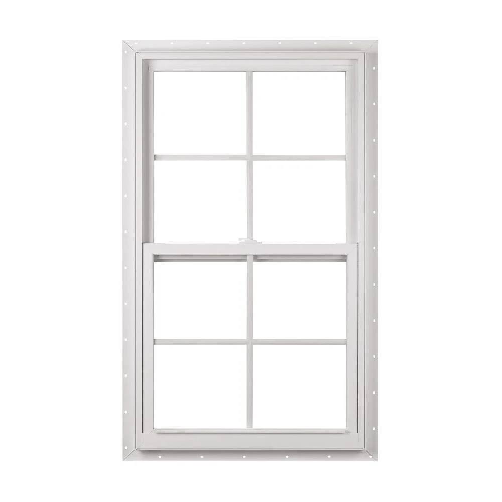 American Craftsman 23.375 in. x 35.25 in. 50 Series Single Hung White Vinyl Window with Nailing Flange and Colonial Grilles 2030