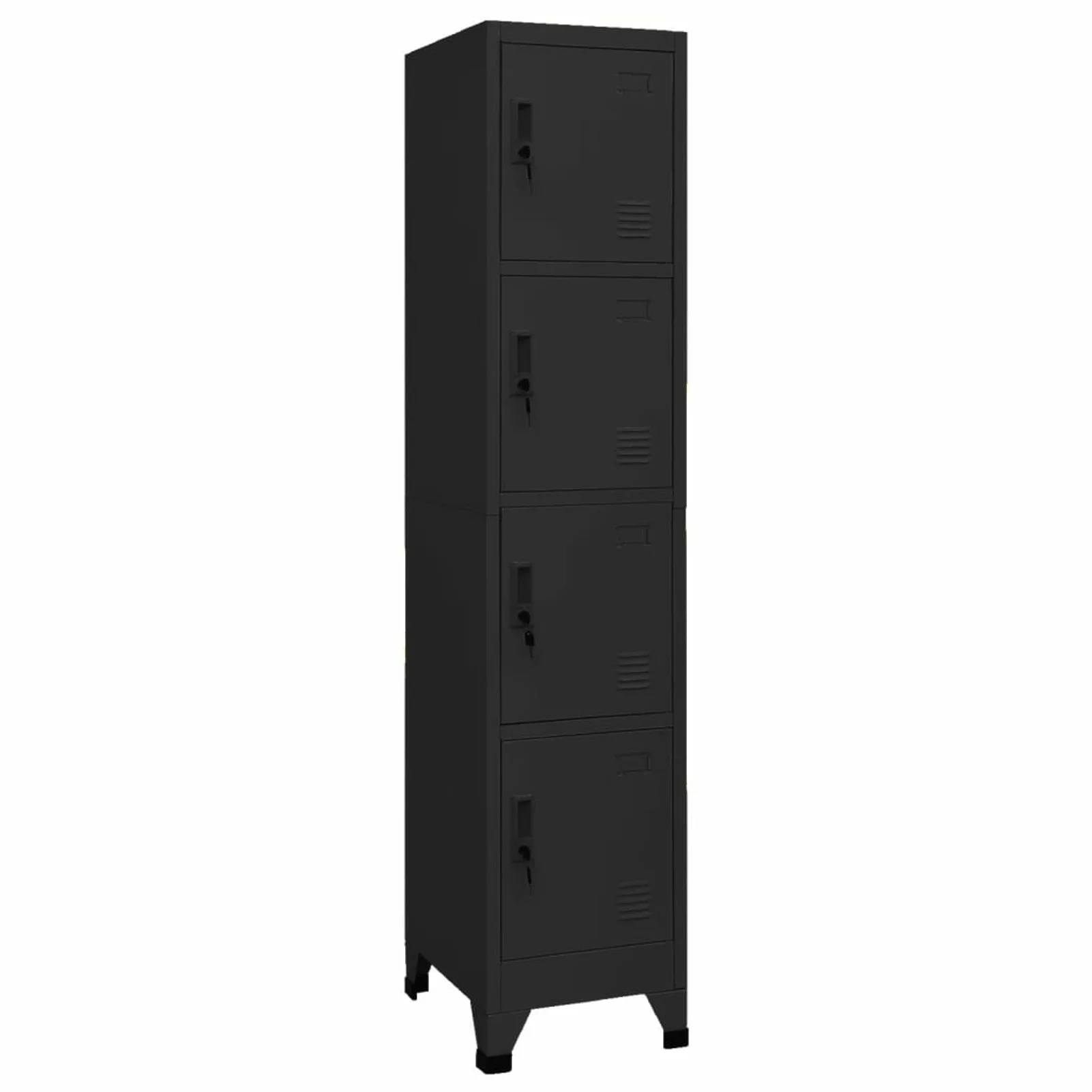 Anself Locker Cabinet with Storage Compartments and 4 Lockable Doors Steel File Cabinet Black for Living Room, Bedroom, School