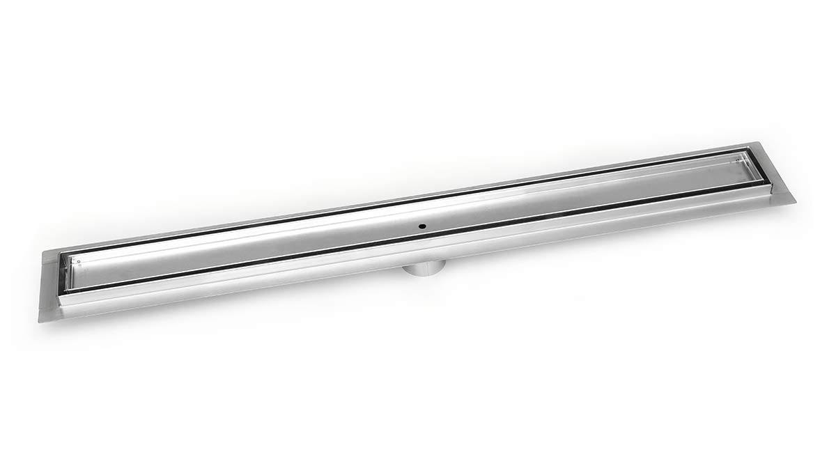 Royal Linear Shower Drains - Tile Insert - Stainless Steel Luxurious Line by Serene Steam Include Hair Trap 30 inch