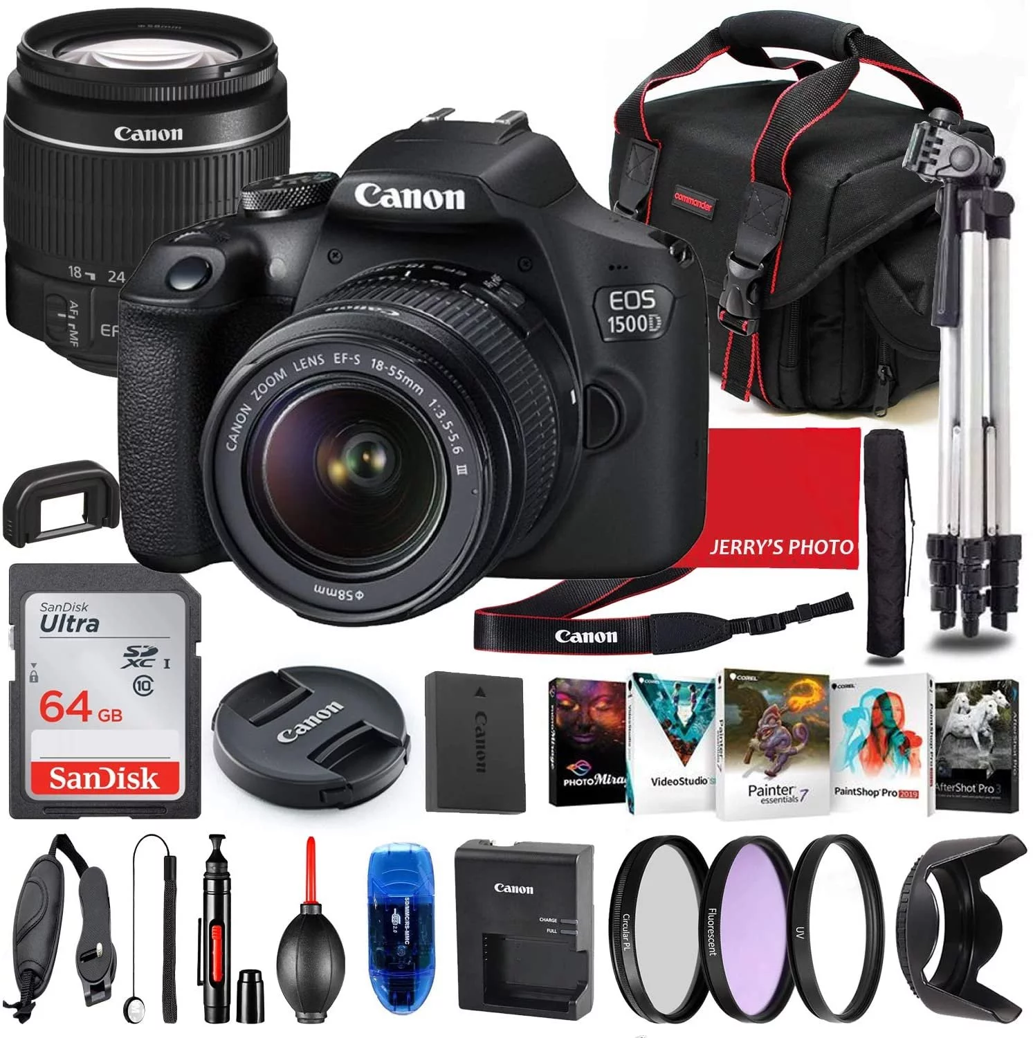Canon EOS 1500D (Rebel T7) DSLR Camera with 18-55mm Lens Bundle - Curated Treasures Market
