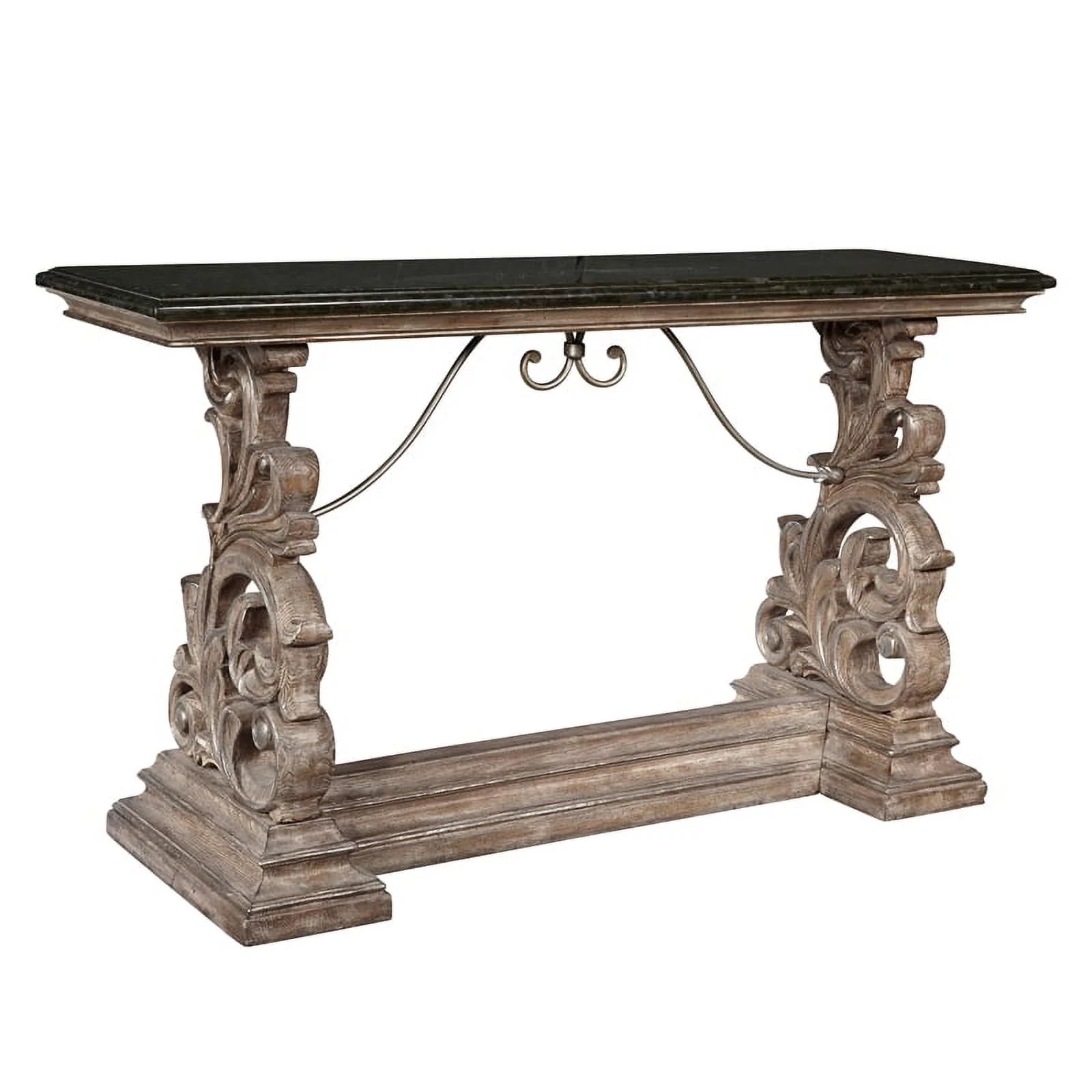 Wood Console Table with Marble Top in Brown by Pulaski Furniture