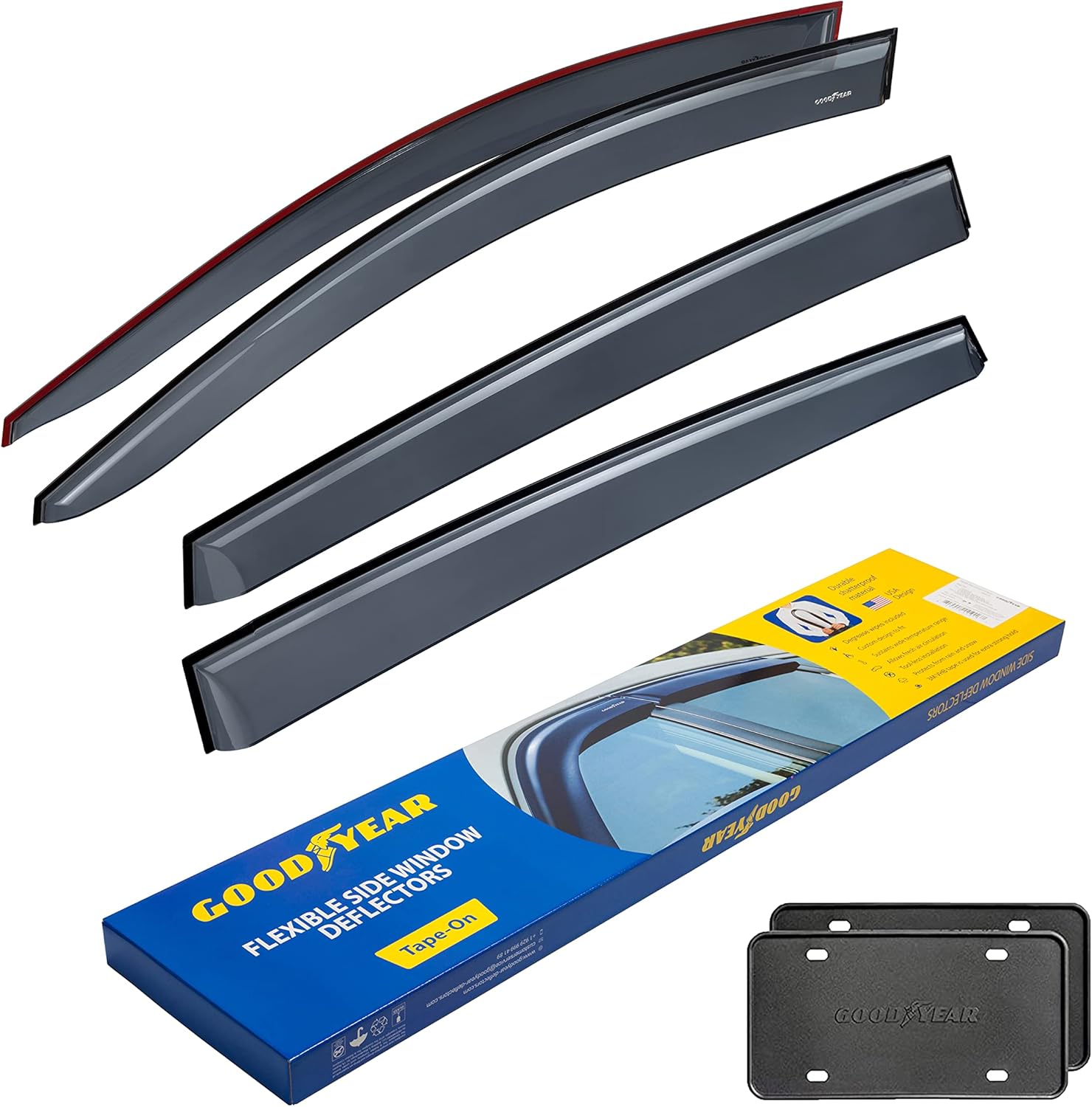 Goodyear Shatterproof Side Window Deflectors for Toyota RAV4 2013-2018 SUV, Tape-on Rain Guards, Window Visors for Cars, Vent Deflector, Vent Visor