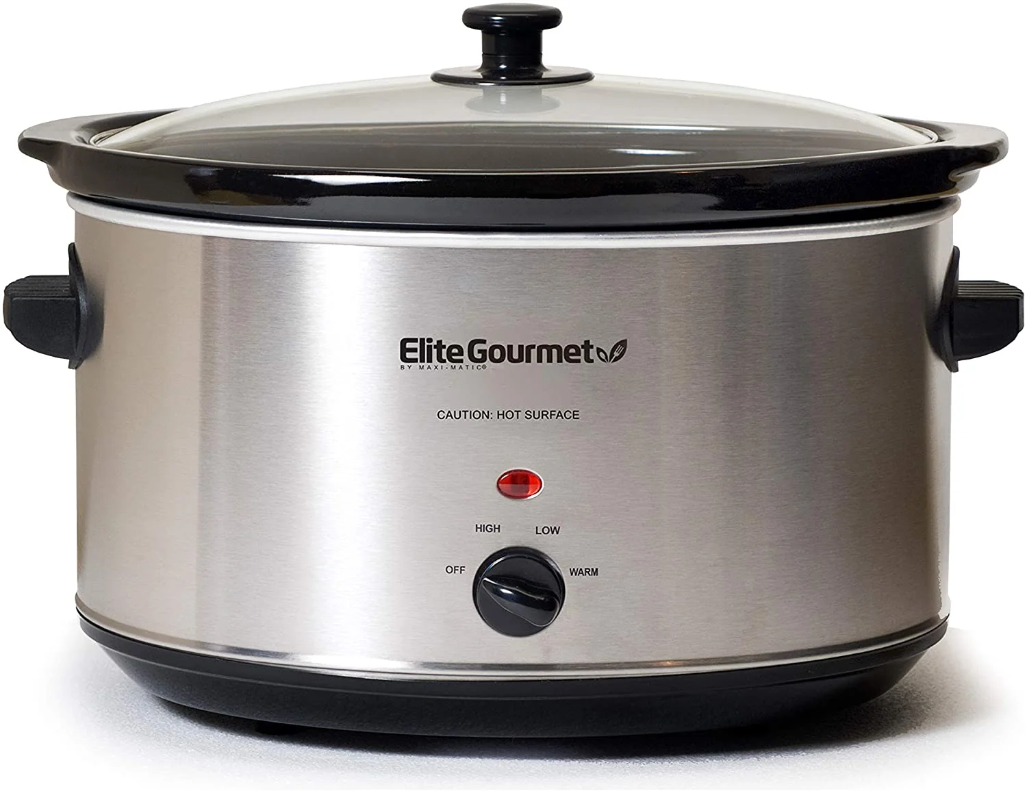 Elite Gourmet Stainless Steel Slow Cooker, Dishwasher-Safe with Tempered Glass Lid, Cool-Touch Handles, Removable Stoneware Pot, 8.5 Quart,MST-900V