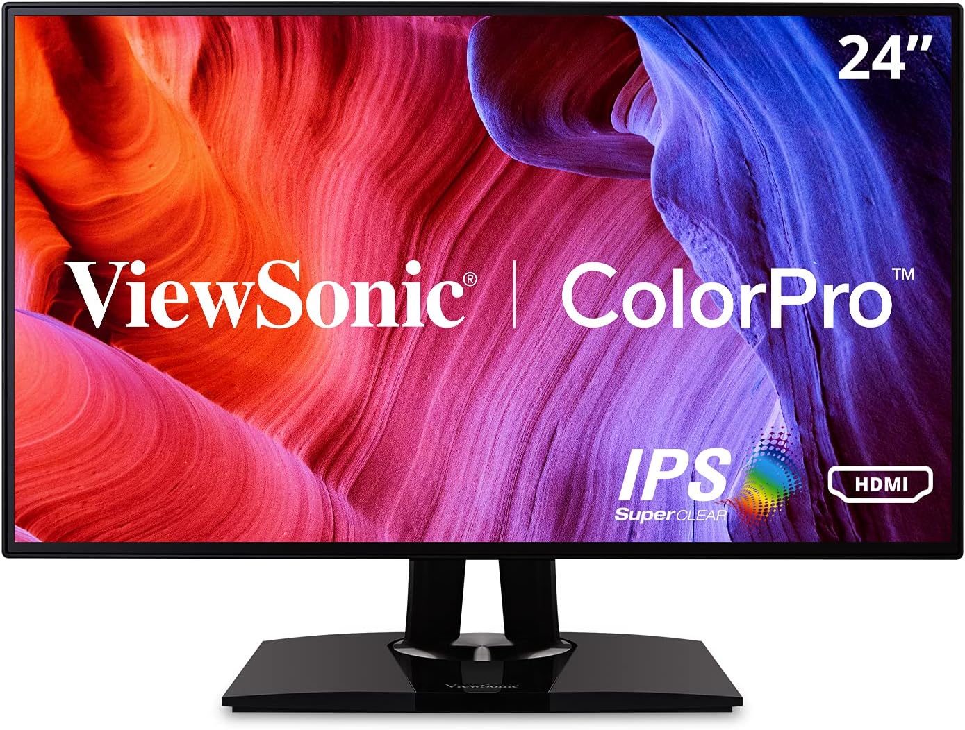 ViewSonic VP2468a 24-Inch Premium IPS 1080p Monitor with Advanced Ergonomics, ColorPro 100% sRGB Rec 709, 14-bit 3D LUT, Eye Care, 65W USB C, RJ45