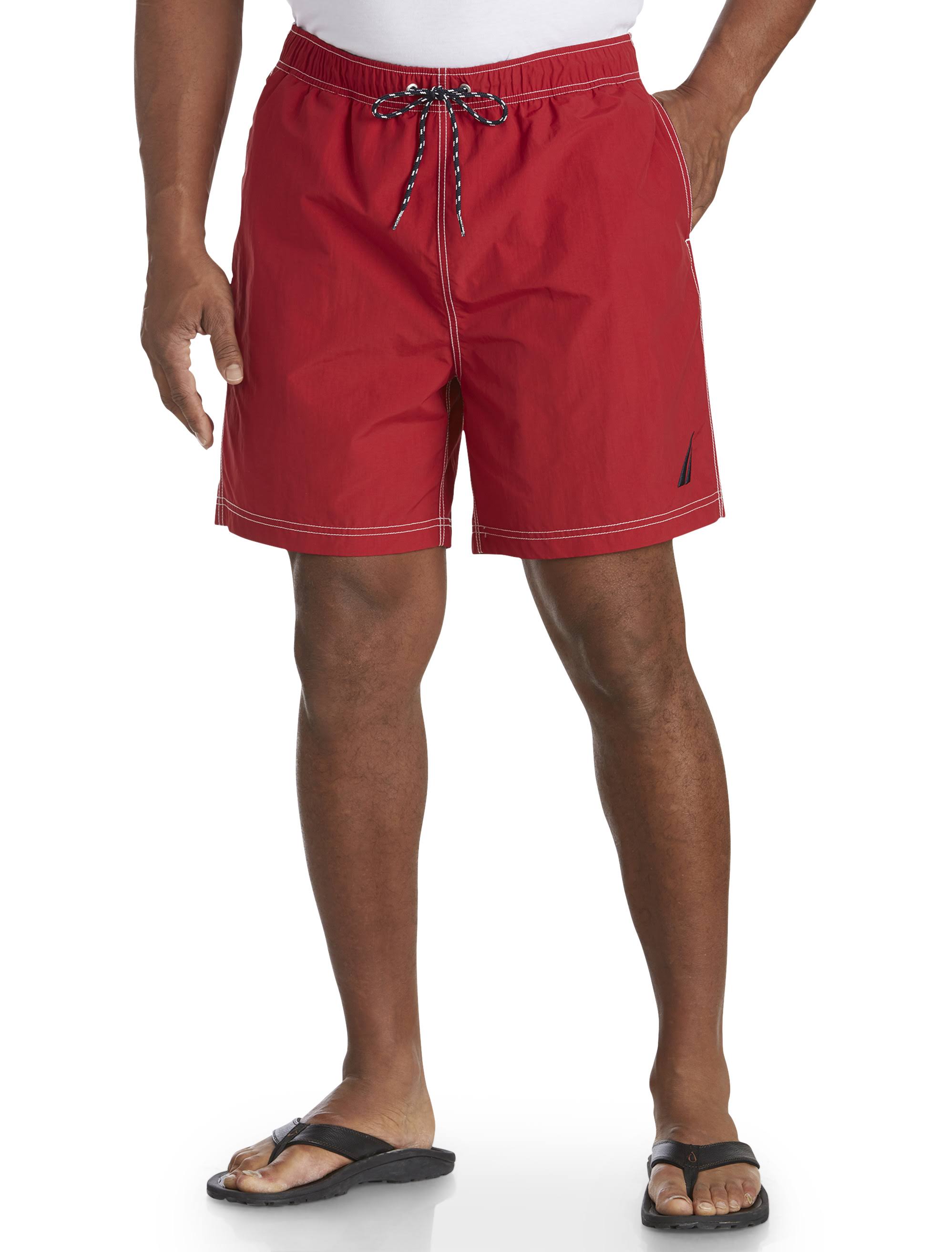 Big u0026 Tall Nautica Men&s Big-Tall Big and Tall Quick Dry Logo Solid Swim Trunk, Size: 5XL, Red