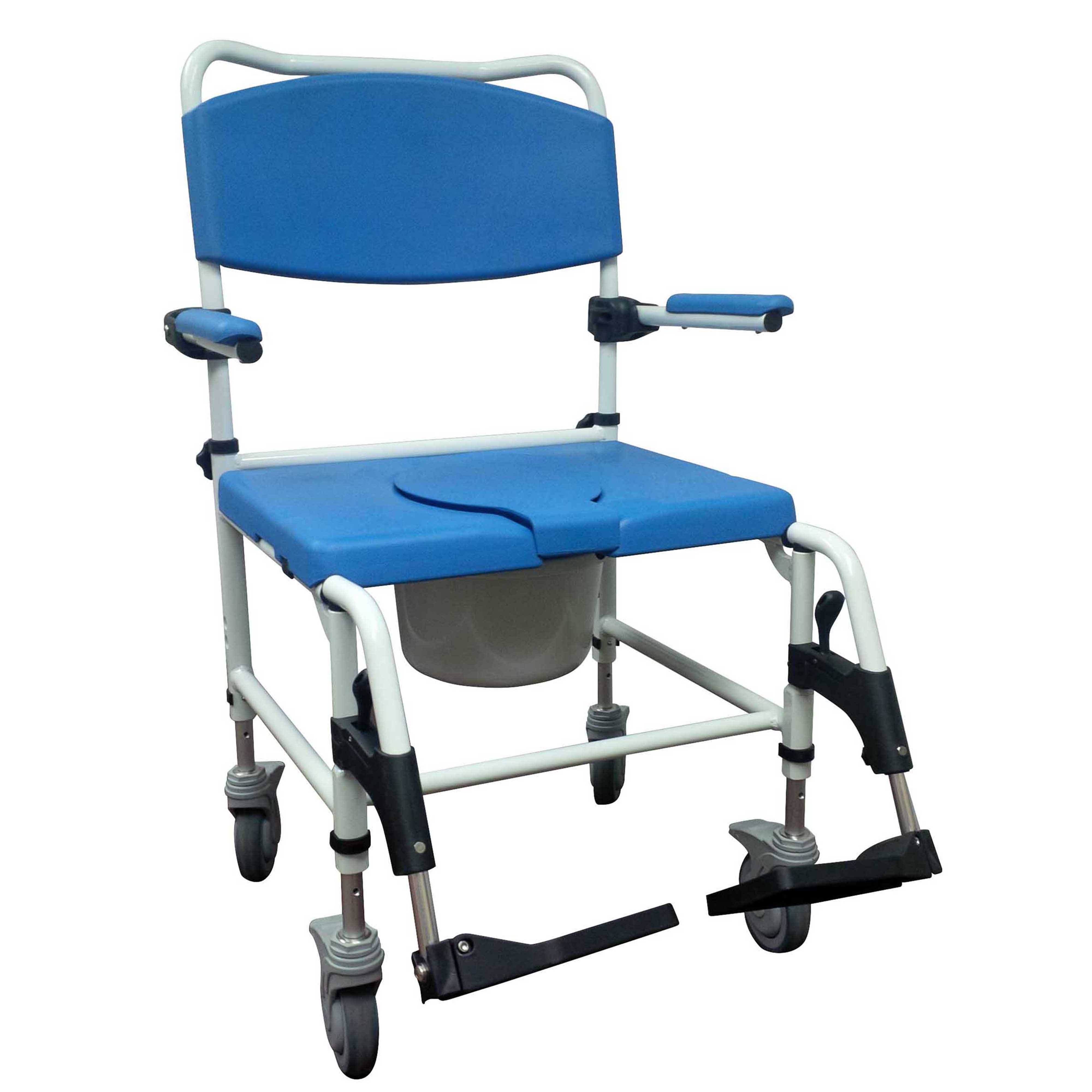 Drive Medical - Bariatric Aluminum Rehab Shower Commode Chair with Two Rear-Locking Casters