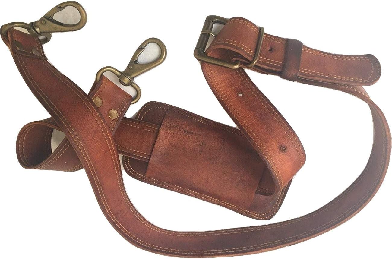 Leather Adjustable Padded Replacement Shoulder Strap with Metal Swivel Hooks for Messenger, Laptop, Camera, Duffle Bags & More