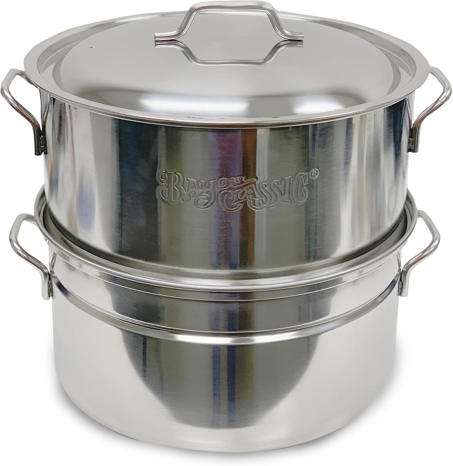 Bayou Classic 300-505 Stainless Oyster Steamer Features Heavy Welded Loop Handles Domed Vented Lid Perfect For Steaming Up To A Half Bushel of