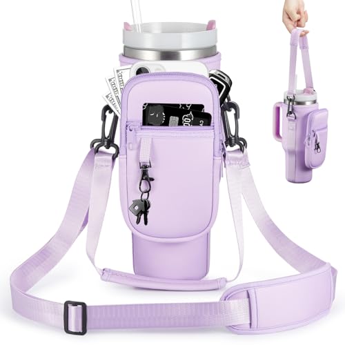 Water Bottle Carrier Bag with Phone Pocket for Stanley 40 & 30 oz Tumbler with Handle