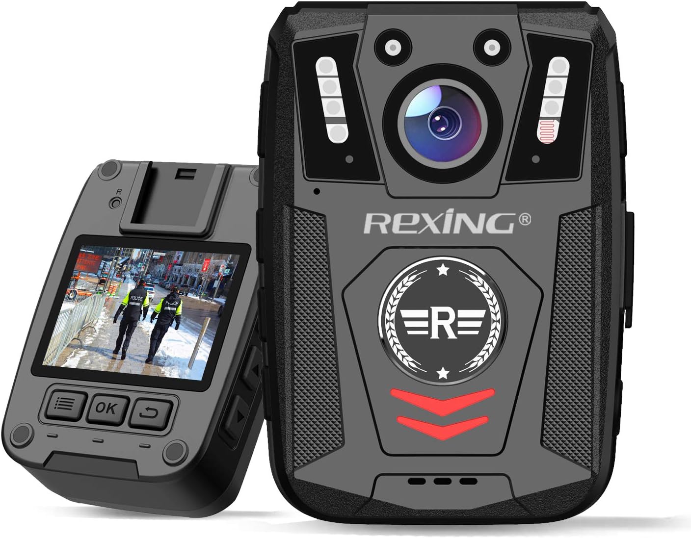 Rexing P1 Body Worn Camera, 2” Display 1080p Full HD, 64G Memory,Record Video, Audio & Pictures,Infrared Night Vision,Police Panic Mode
