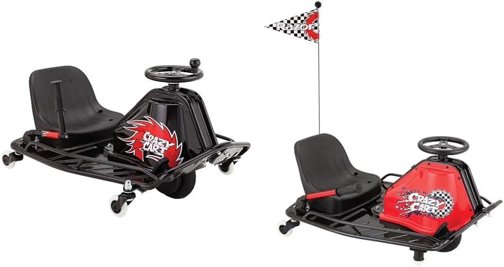 Razor Crazy Cart DLX - 24V Electric Drfting Go Kart - Enhanced Drift Bar, Brodie Knob Steering & Crazy Cart - 24V Electric Drifting Go Kart