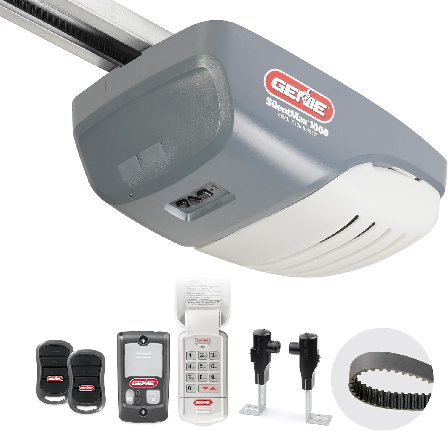 Genie SilentMax 1000 Garage Door Opener - Ultra-Quiet Belt Drive - Includes two 3-Button Pre-Programmed Remotes, Wall Console, Wireless Keypad
