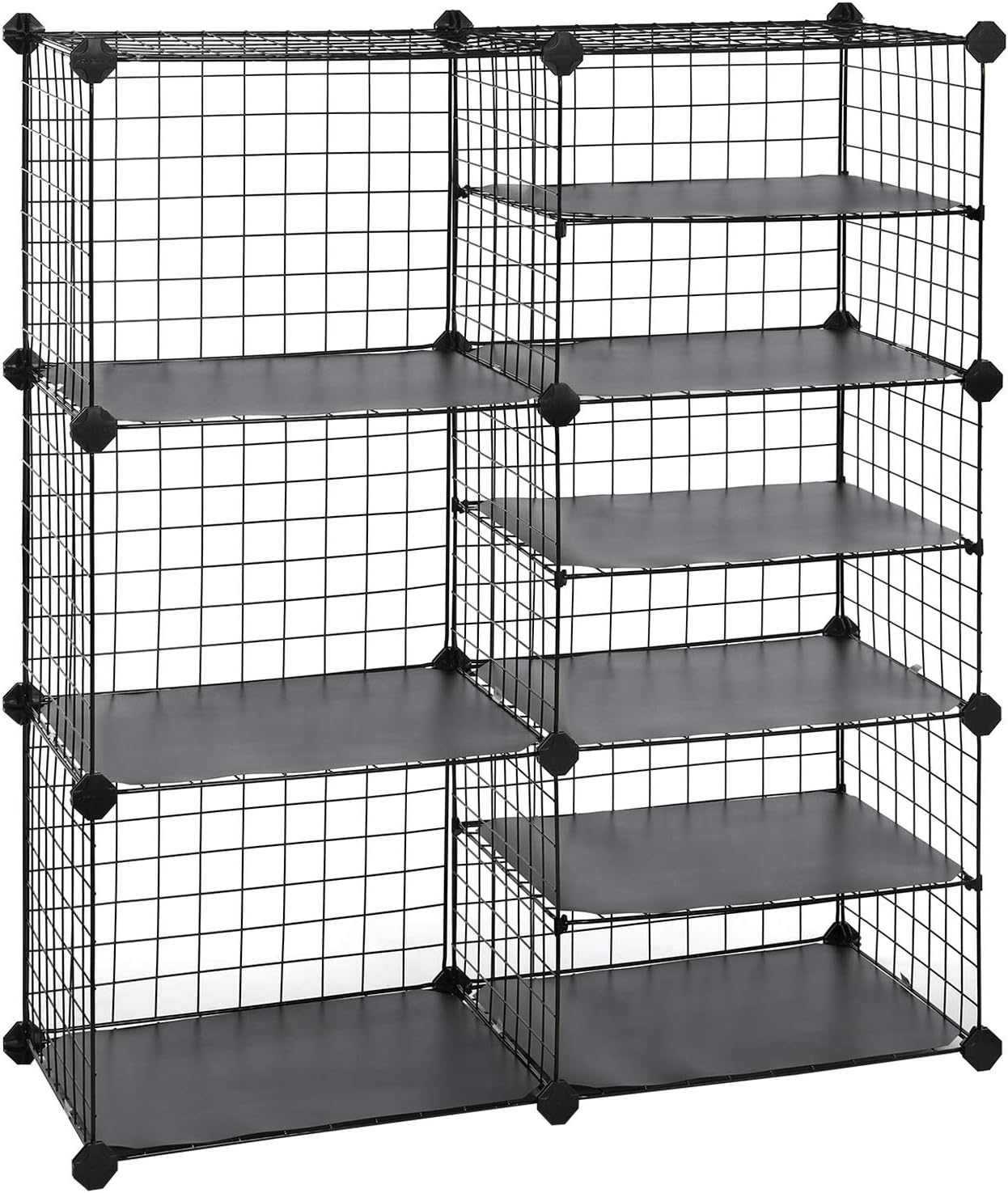 SONGMICS Cube Storage Unit, Interlocking Metal Wire Organizer with Divider Design, Modular Cabinet, Bookcase for Closet Bedroom Kid’s Room