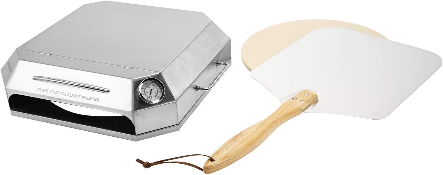 only fire Universal Stainless Steel Pizza Oven Kit Fits for Most Gas Grilll - Set of 4 Professional Pizza Baking Tools Including Pizza Chamber