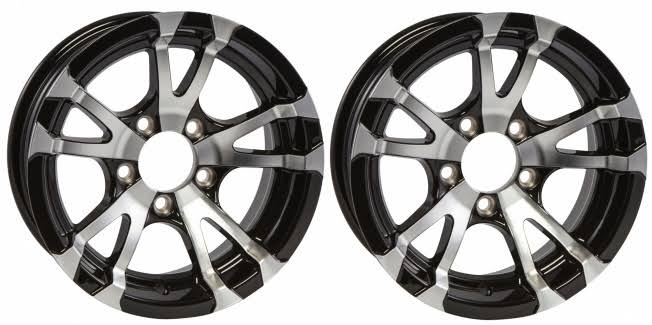 Ecustomrim Two Aluminum Trailer Rims Wheels 5 Lug 14 in. Avalanche V-Spoke / Black - Megean