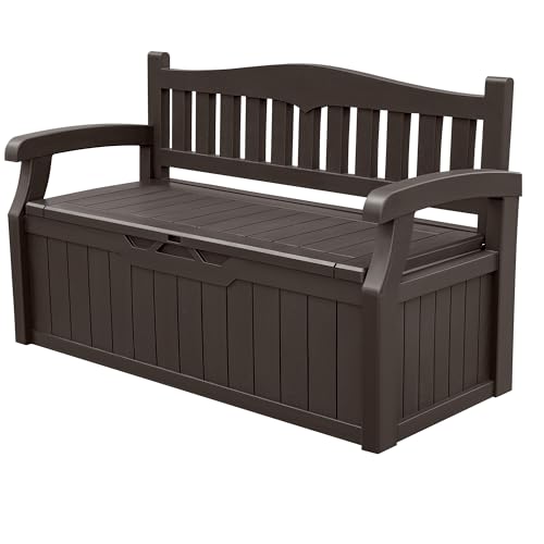 Devoko 80 Gallon Storage Bench Deck Box Lockable for Patio Furniture, Garden Decor and Outdoor Seating for Cushions