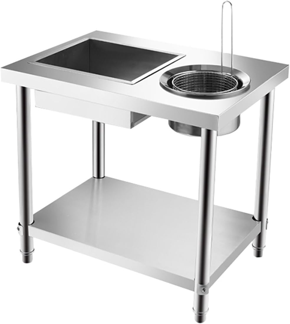Versatile Breading Table Fried Food Prep Station Stainless Steel Commercial Kitchen Prep & Work Table Stainless Steel Breading Station for Various