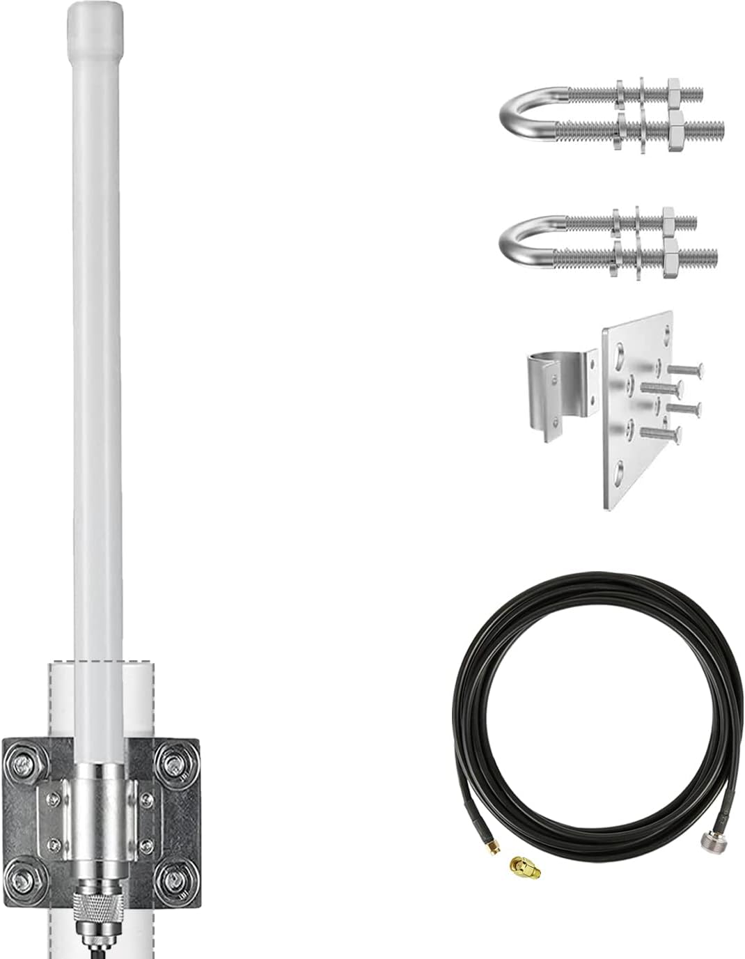 5.8 dBi Helium Antenna 915MHz Helium Hotspot Miner Antenna Outdoor Omni-Directional LoRa Antenna with 10FT/3M Low Loss Coaxial Cable for HNT Miner