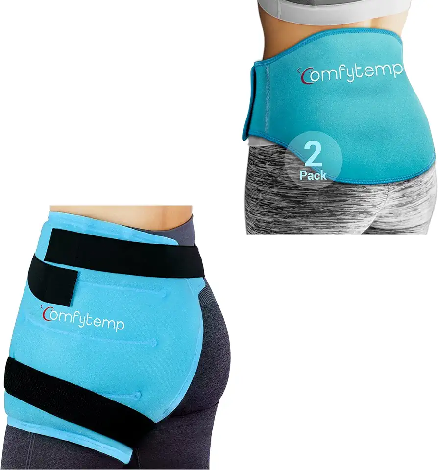Comfytempp Large Hip Ice Pack Wrap for Hip Replacement, Fracture, Hip Pain Relief & Ice Pack for Back Pain Relief, 2 Packs Bundles, FSA HSA Eligiable